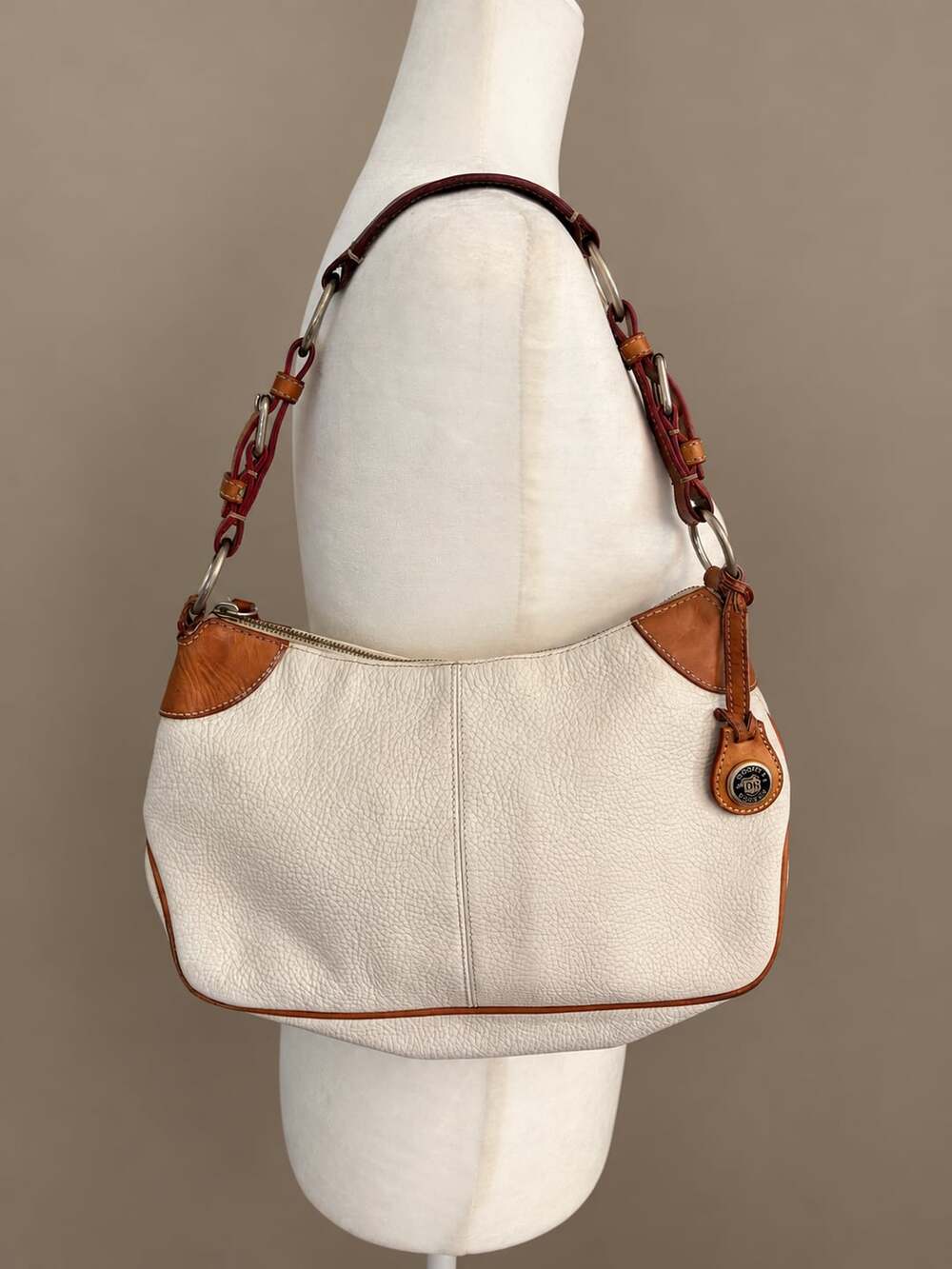 Dooney & Bourke Pebble Leather White Hobo Shoulder Bag